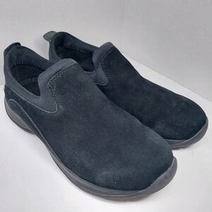 Lands End Slip-On Shoes Women's Size 8H W Black Suede All Weather #53603